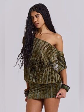 Charlie Suede London Nyx Devore backless mini dress - XS nwt